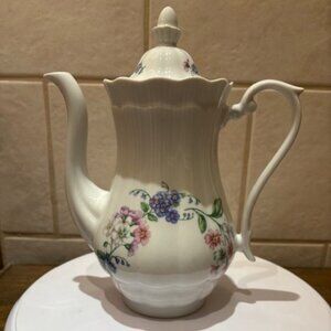 Vintage Walbrzych Tea Coffee Pot Server Garlandia Poland Porcelain Shabby 9.5"